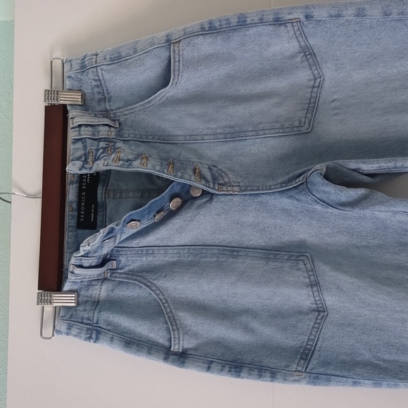 Veronica Beard Arya Exposed Button Fly Straight Leg Blue High-Waisted Jeans Sz26 - Picture 4 of 10